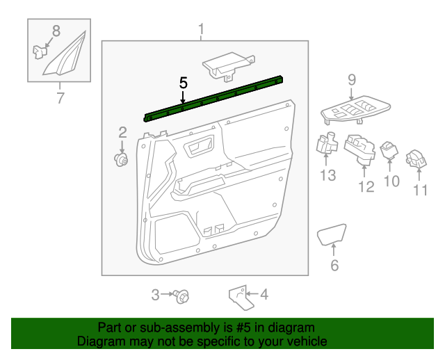 New 2016-2018 OEM Toyota Tacoma Passenger Front Door Window Belt Weather Strip, Part # 68171-04070