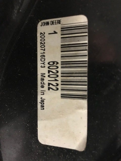 New OEM Genuine John Deere Bracket, Part # 6020122