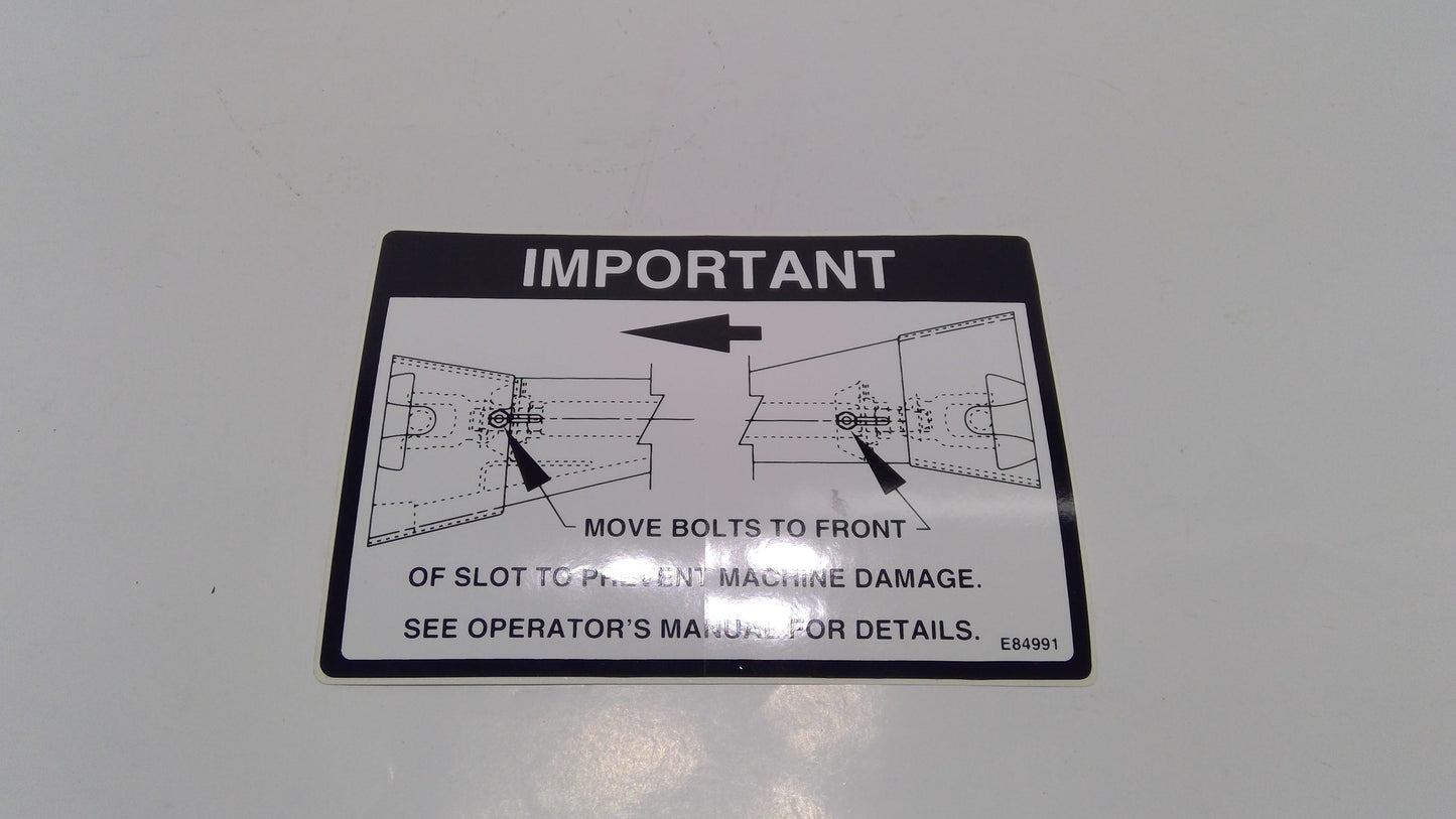 New OEM Genuine John Deere Label, Part # E84991