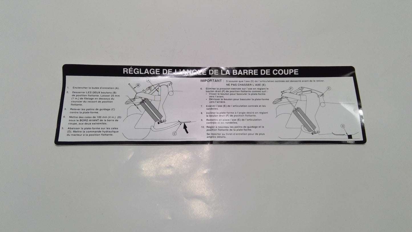 New OEM Genuine John Deere Label, Part # E86821