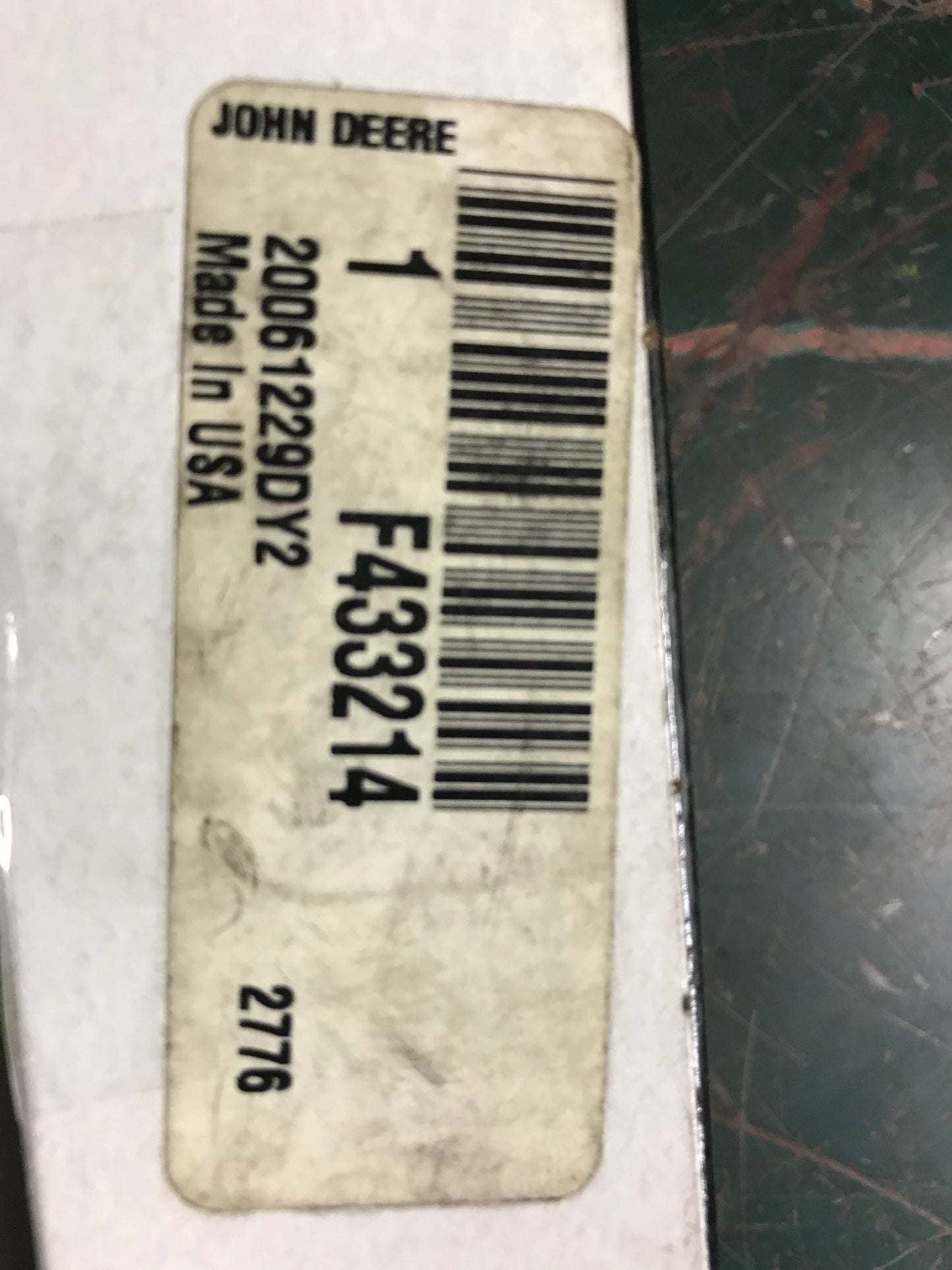 New OEM Genuine John Deere Pressure Relief Valve, Part # F433214