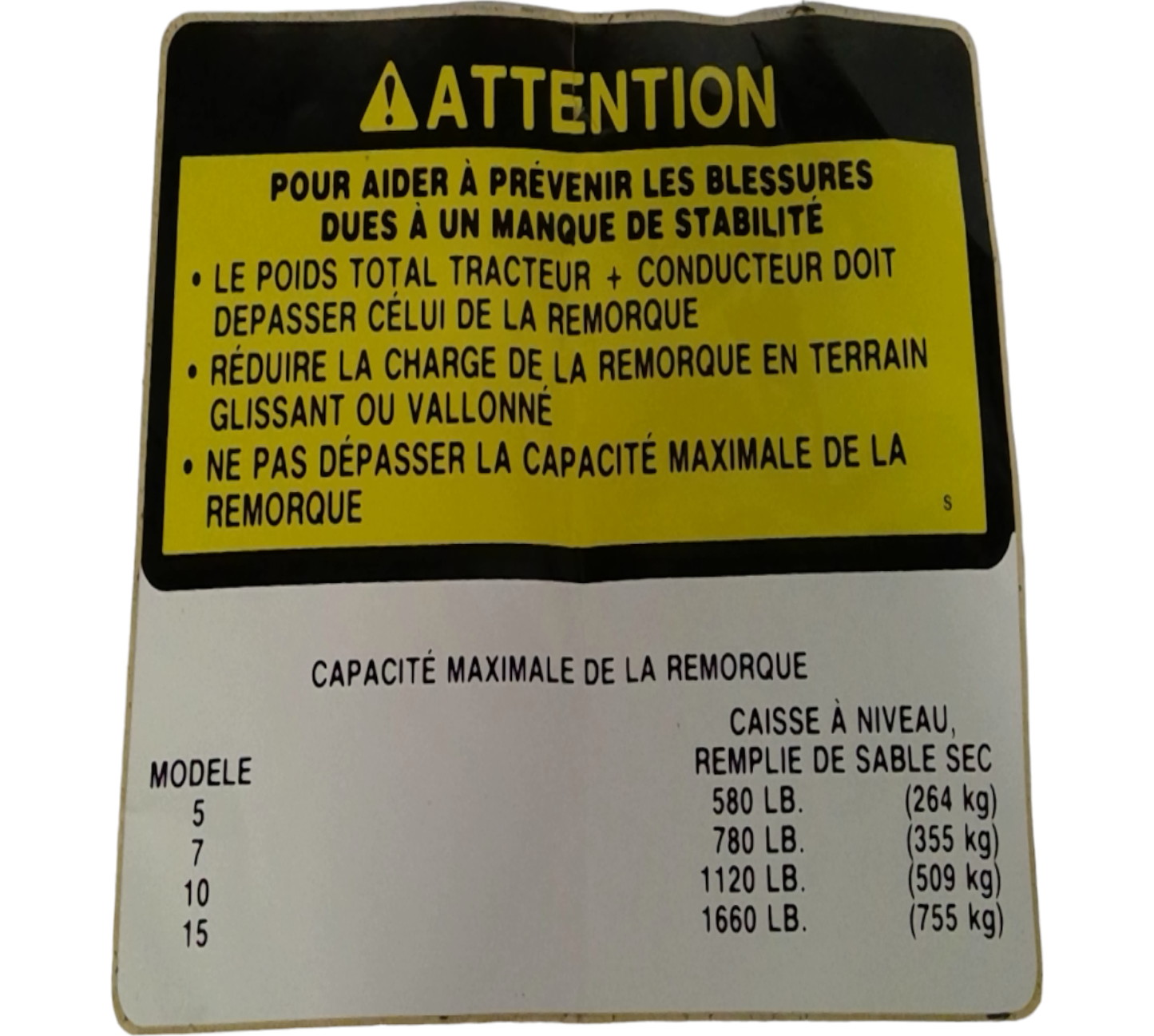New OEM Genuine John Deere Label Caution (Fr), Part # M93417