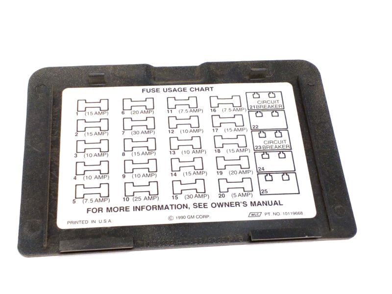 New OEM 1991-1993 Buick Regal fuse Box Cover Beige, Part # 10176634