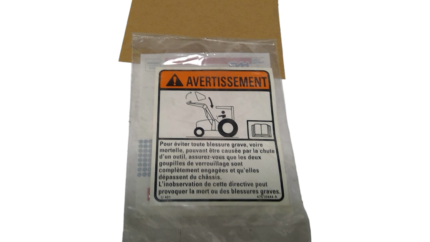 New OEM Genuine CNHi, Decal Warning - Part # 47510444