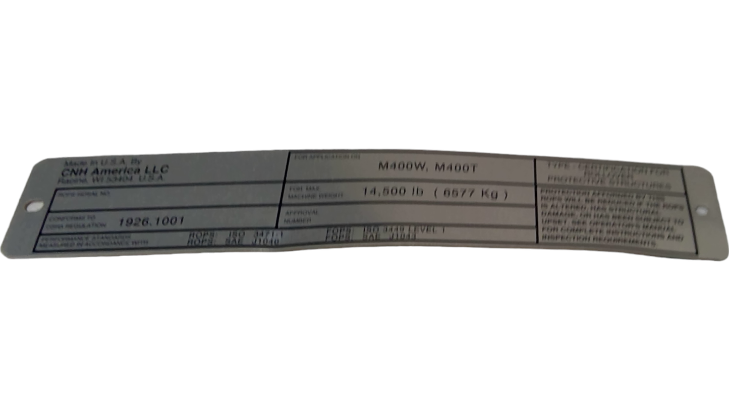 New OEM Genuine CNHi, Plate Data - Part # 84471956