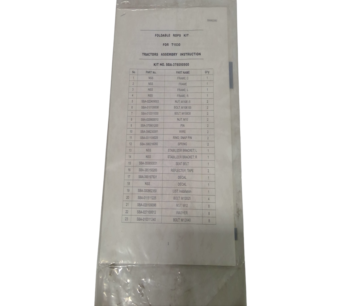 New OEM Genuine CNHi, Manual Operator'S - Part # SBA300862350