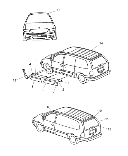 New 2000 Fits Chrysler Grand Caravan, Town & Country Molding-Quarter Panel - Part # PV19XGR