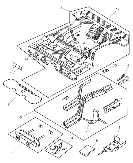 New OEM Genuine Plymouth, Rear Right Floor Extension - Part # 4888610AB