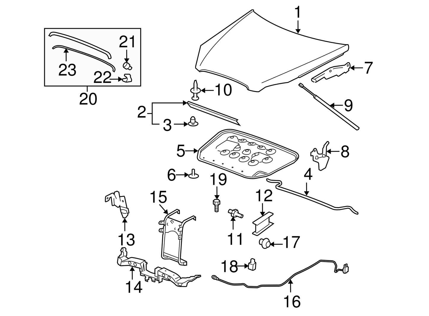 Driver Side Hood Hinge (Hood Side)