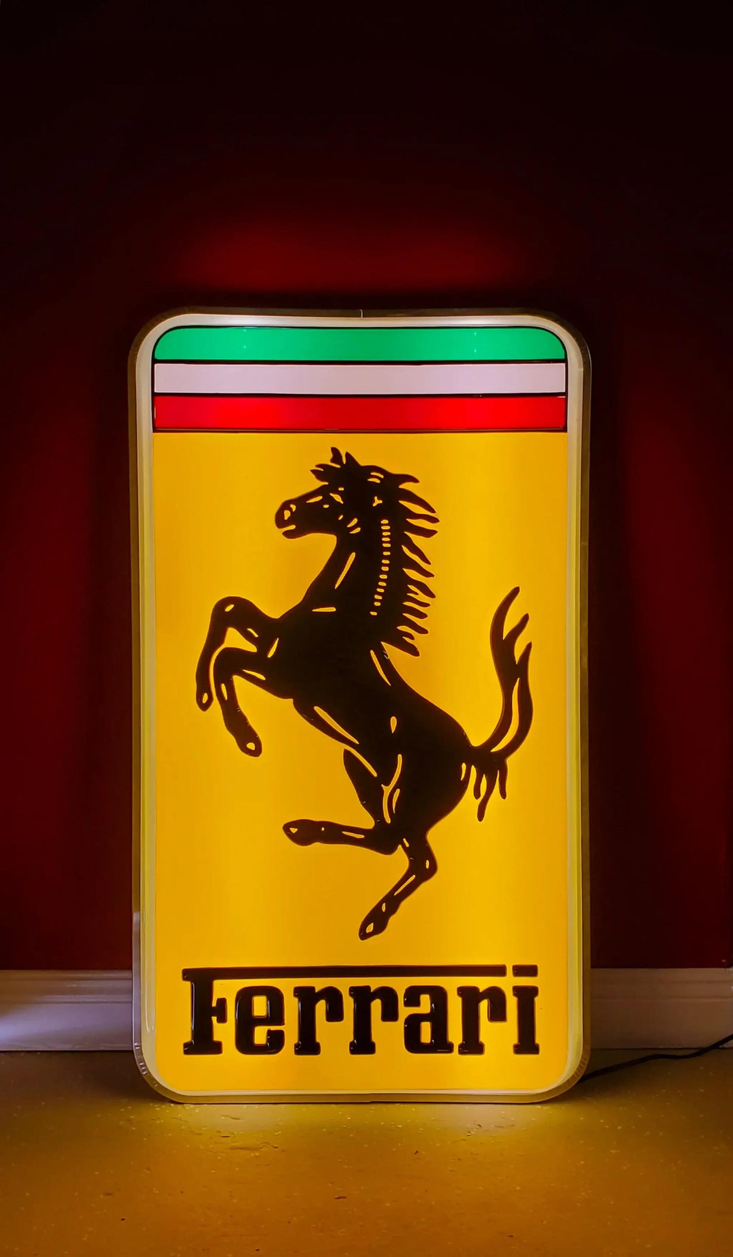 New OEM Ferrari Illuminated Ferrari Dealer Sign, Vacuum Pressed Original Early 2000's era