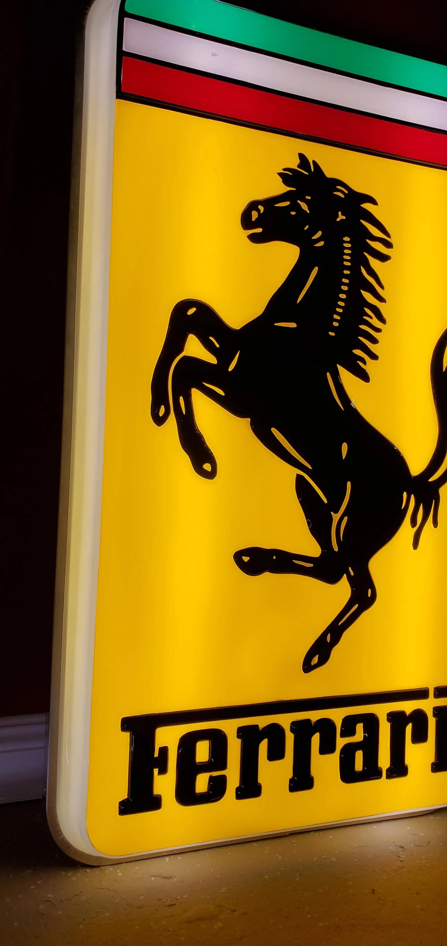 New OEM Ferrari Illuminated Ferrari Dealer Sign, Vacuum Pressed Original Early 2000's era
