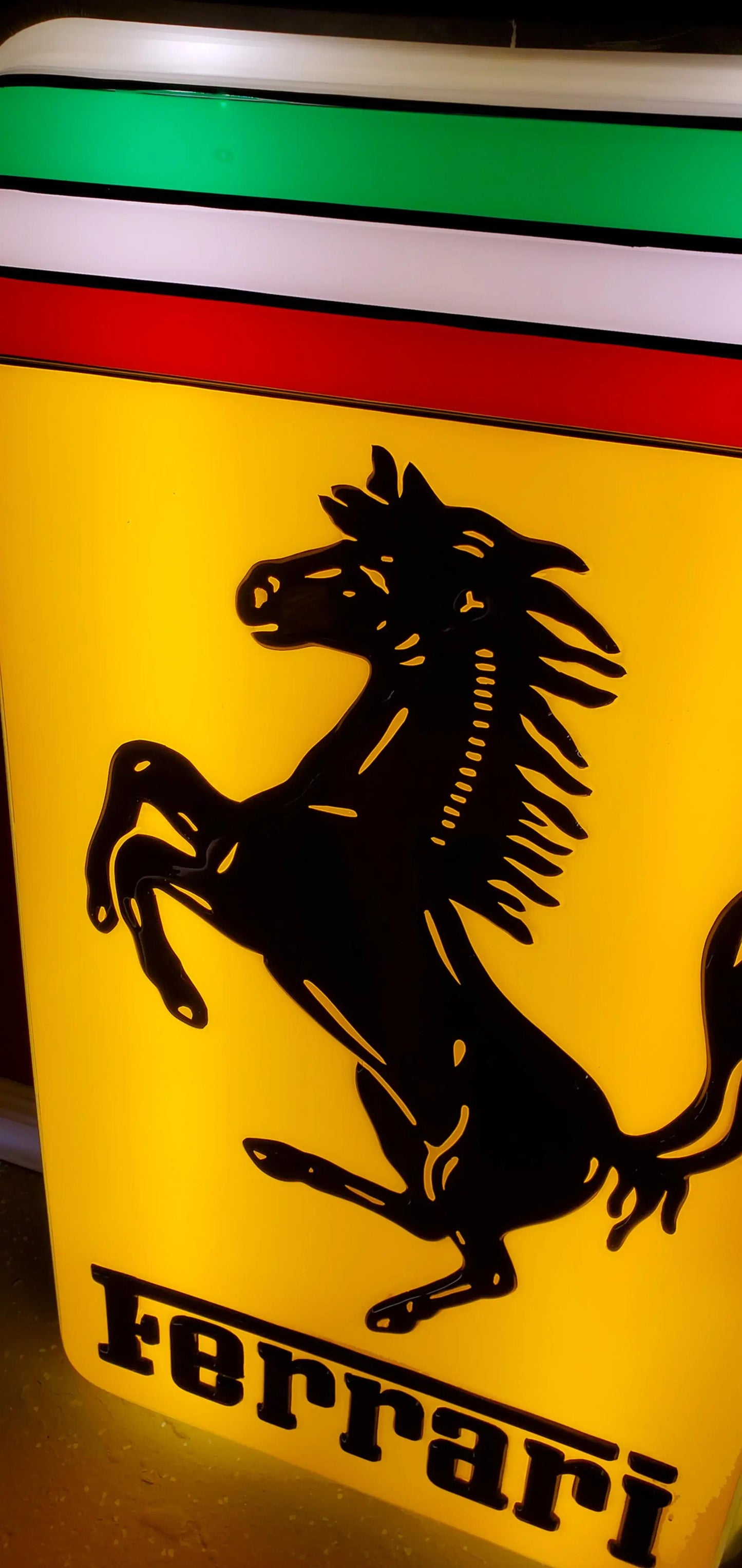 New OEM Ferrari Illuminated Ferrari Dealer Sign, Vacuum Pressed Original Early 2000's era
