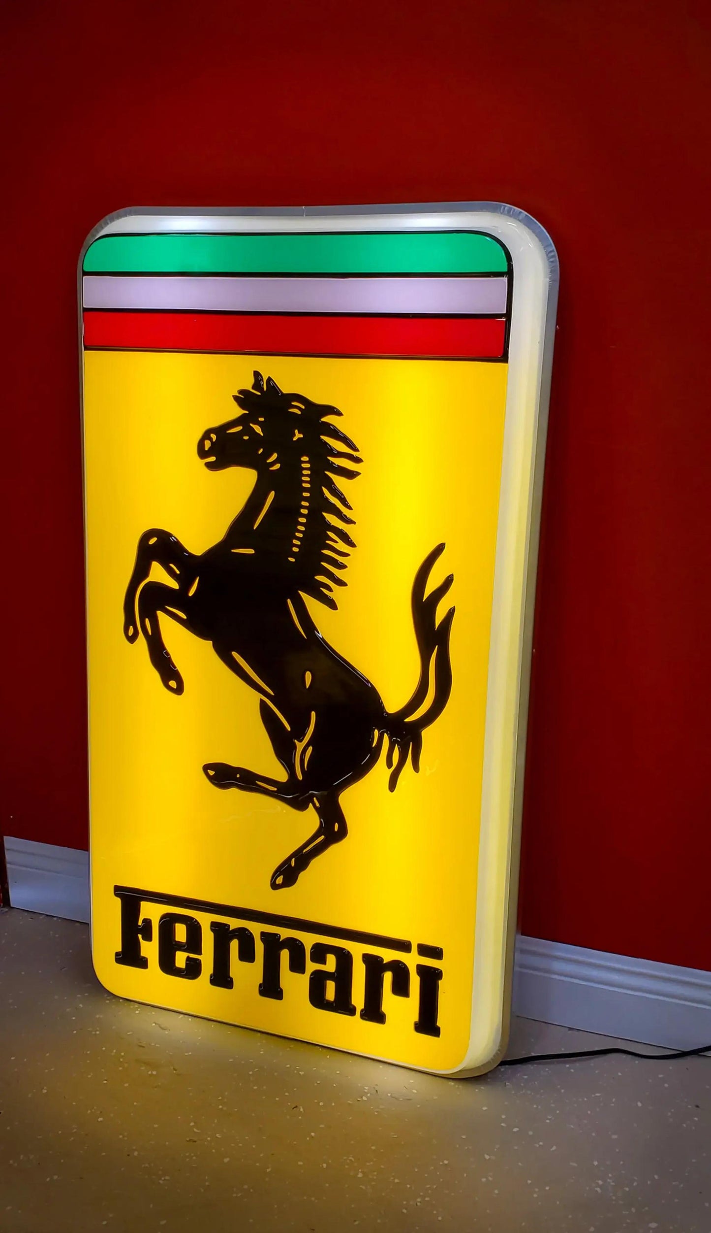 New OEM Ferrari Illuminated Ferrari Dealer Sign, Vacuum Pressed Original Early 2000's era