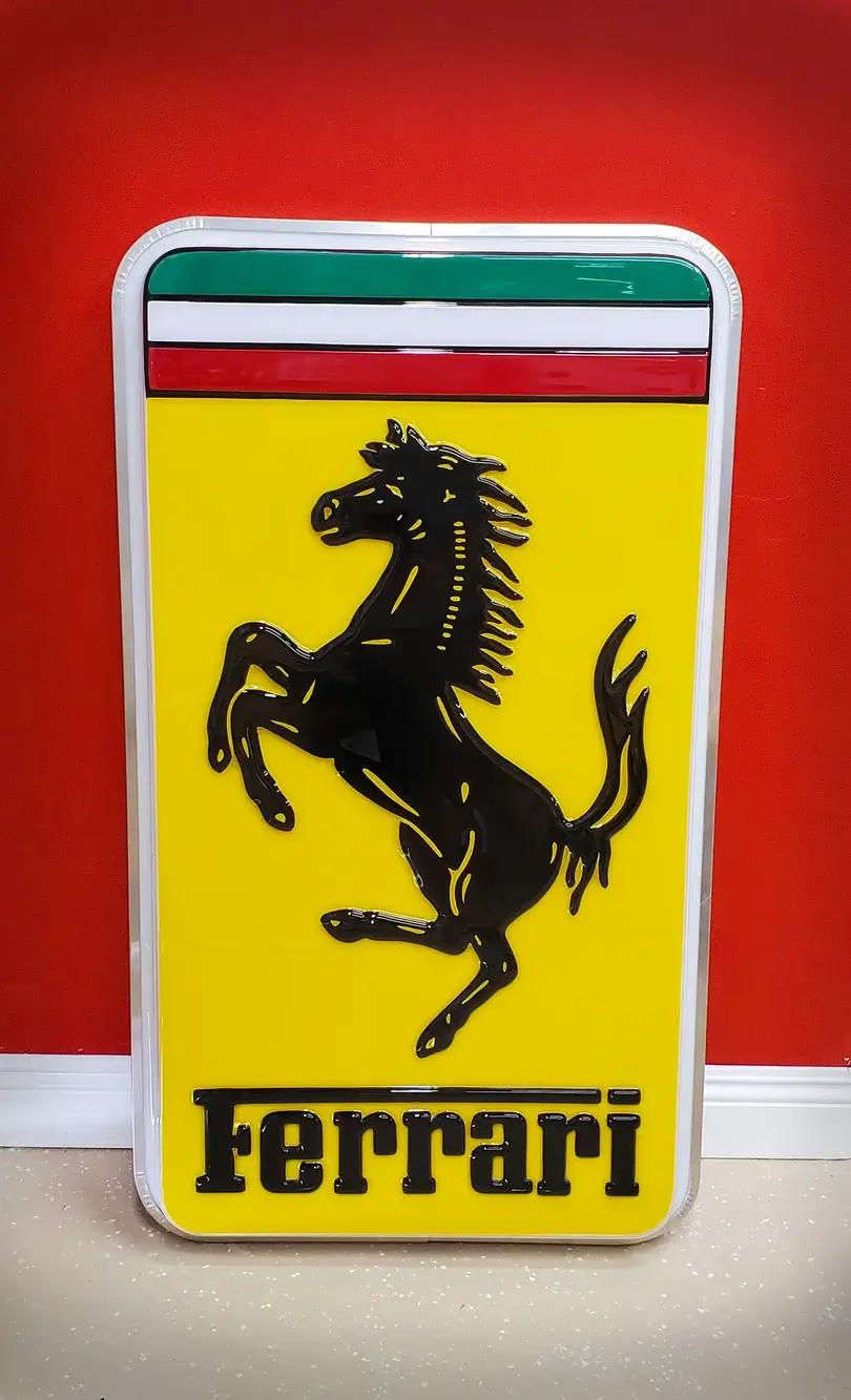New OEM Ferrari Illuminated Ferrari Dealer Sign, Vacuum Pressed Original Early 2000's era