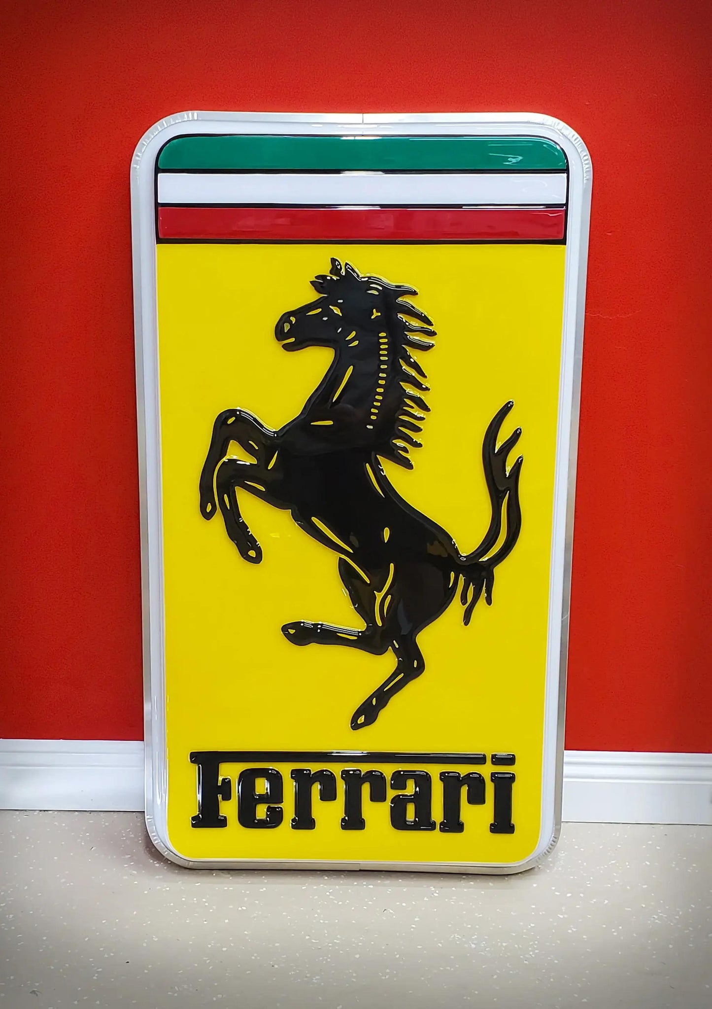 New OEM Ferrari Illuminated Ferrari Dealer Sign, Vacuum Pressed Original Early 2000's era