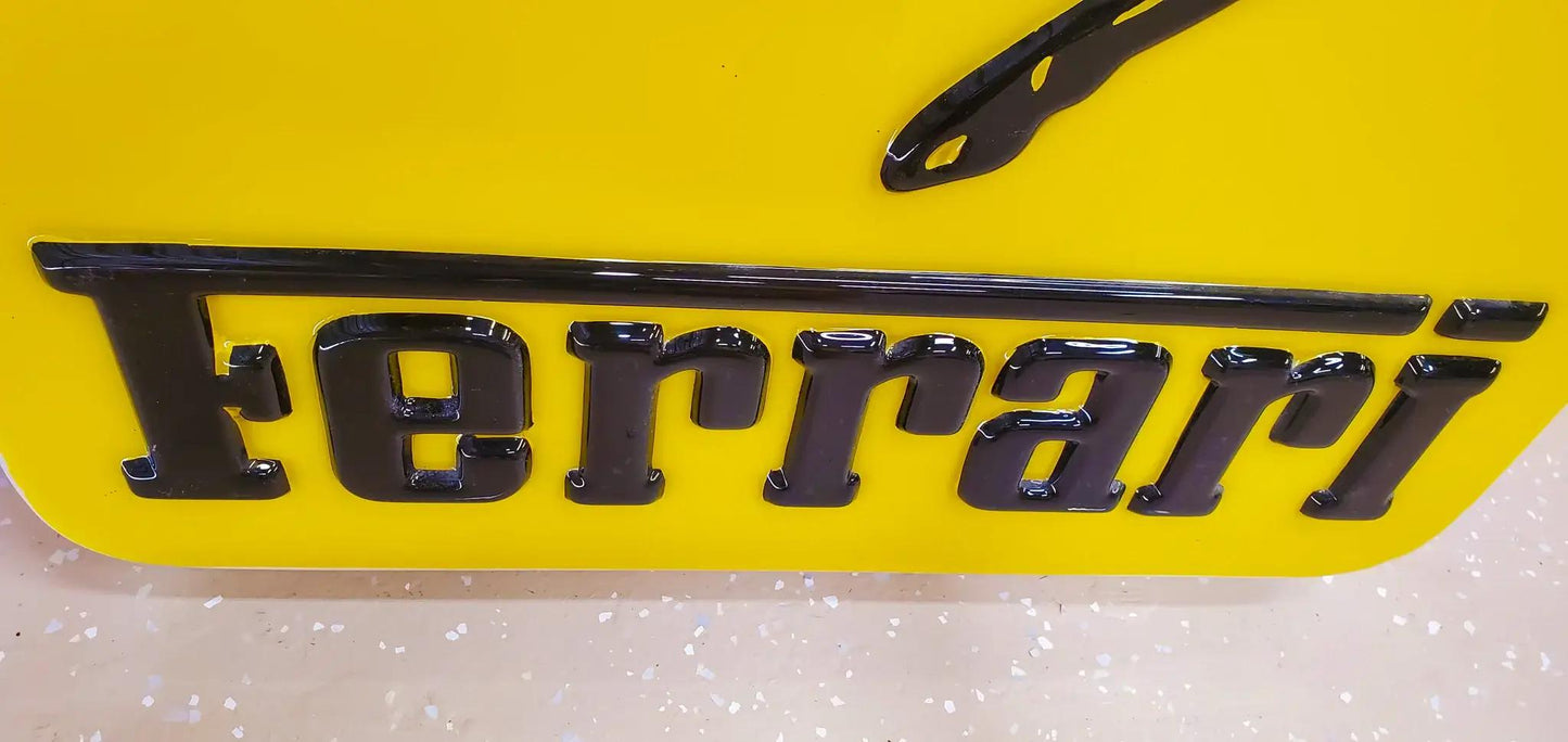 New OEM Ferrari Illuminated Ferrari Dealer Sign, Vacuum Pressed Original Early 2000's era