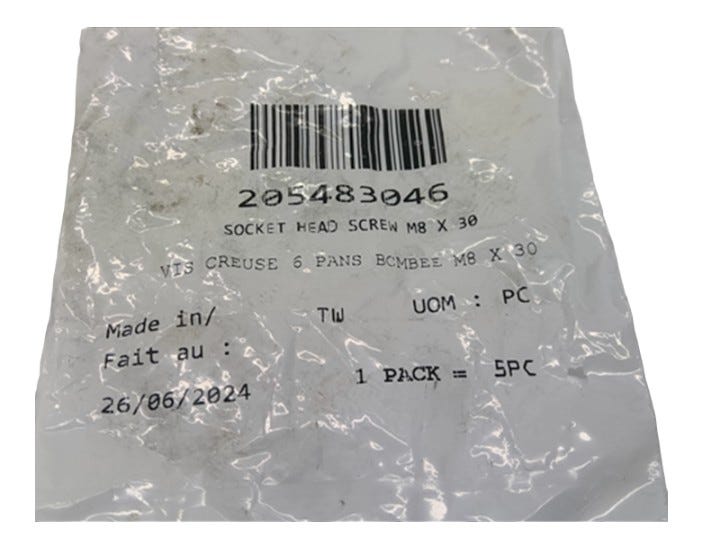New OEM Genuine Bombardier Recreational Products, Socket Head Screw M8 X 30 - Part # 205483046