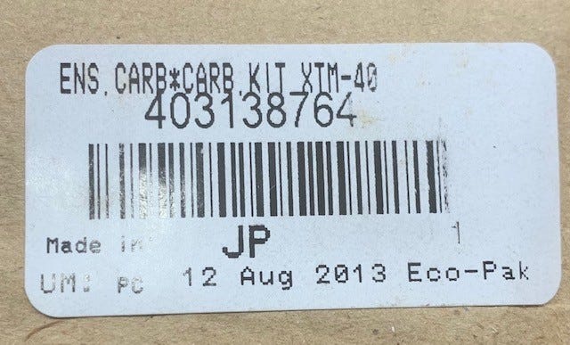 New OEM Genuine Bombardier Recreational Products, Carburetor Kit Tm40 B298 - Part # 403138764