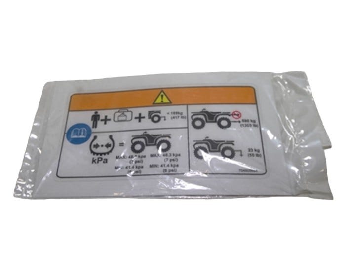 New OEM Genuine Bombardier Recreational Products, Warning Label Tire Pressu - Part # 704905684