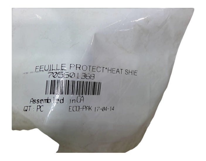 New OEM Genuine Bombardier Recreational Products, Heat Shield - Part # 705601368