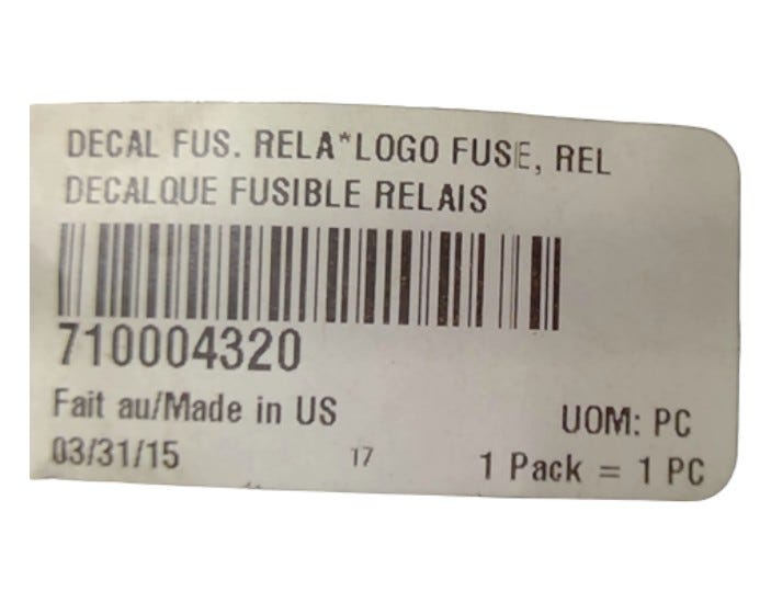 New OEM Genuine Bombardier Recreational Products, Logo Fuse - Part # 710004320