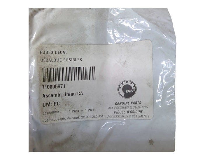New OEM Genuine Bombardier Recreational Products, Fuses Decal - Part # 710005971