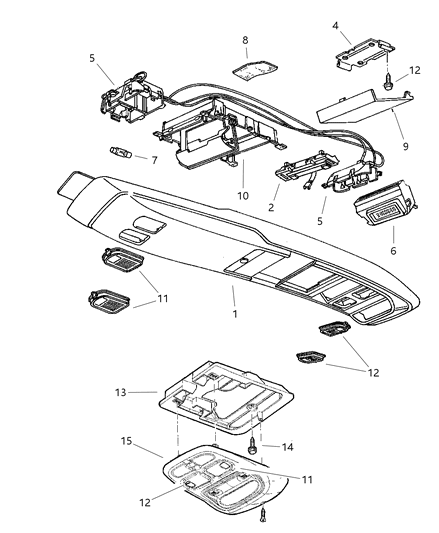 New 1997-1998 Fits Chrysler Grand Cherokee Housing Overhead Console - Part # LE65SAZ
