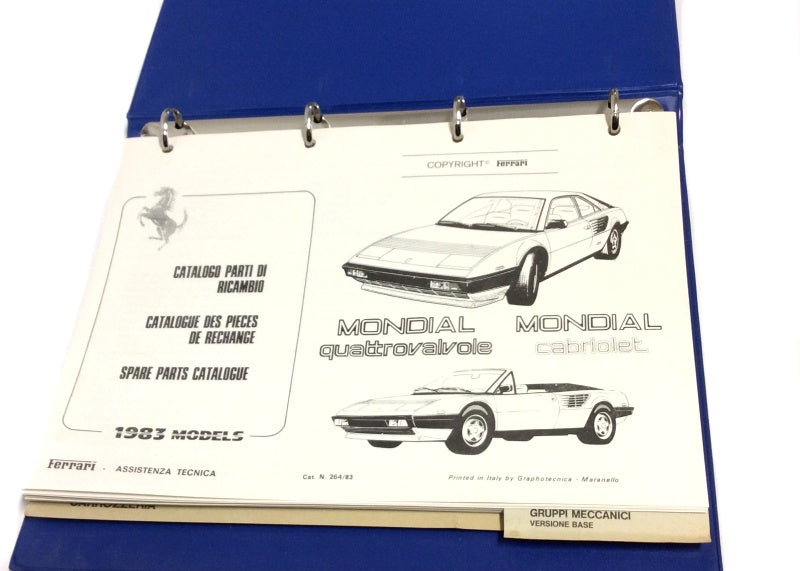 New OEM 1983 Ferrari Mondial QV & Cabriolet Parts Illustration Manual, Cat # 264/83