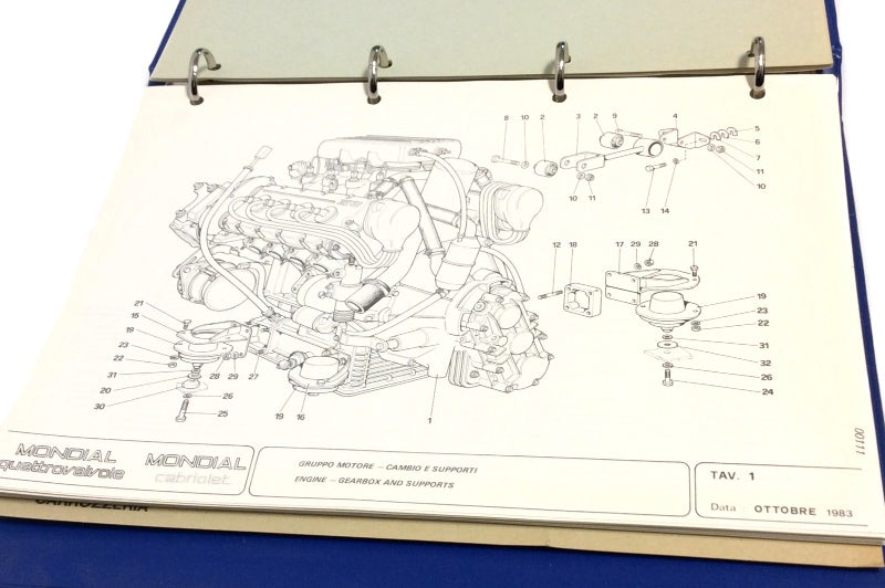 New OEM 1983 Ferrari Mondial QV & Cabriolet Parts Illustration Manual, Cat # 264/83