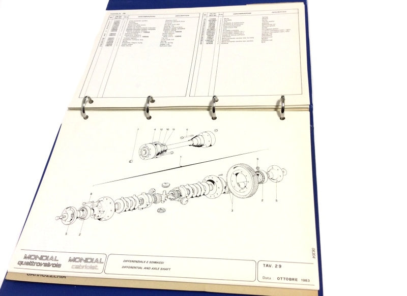 New OEM 1983 Ferrari Mondial QV & Cabriolet Parts Illustration Manual, Cat # 264/83