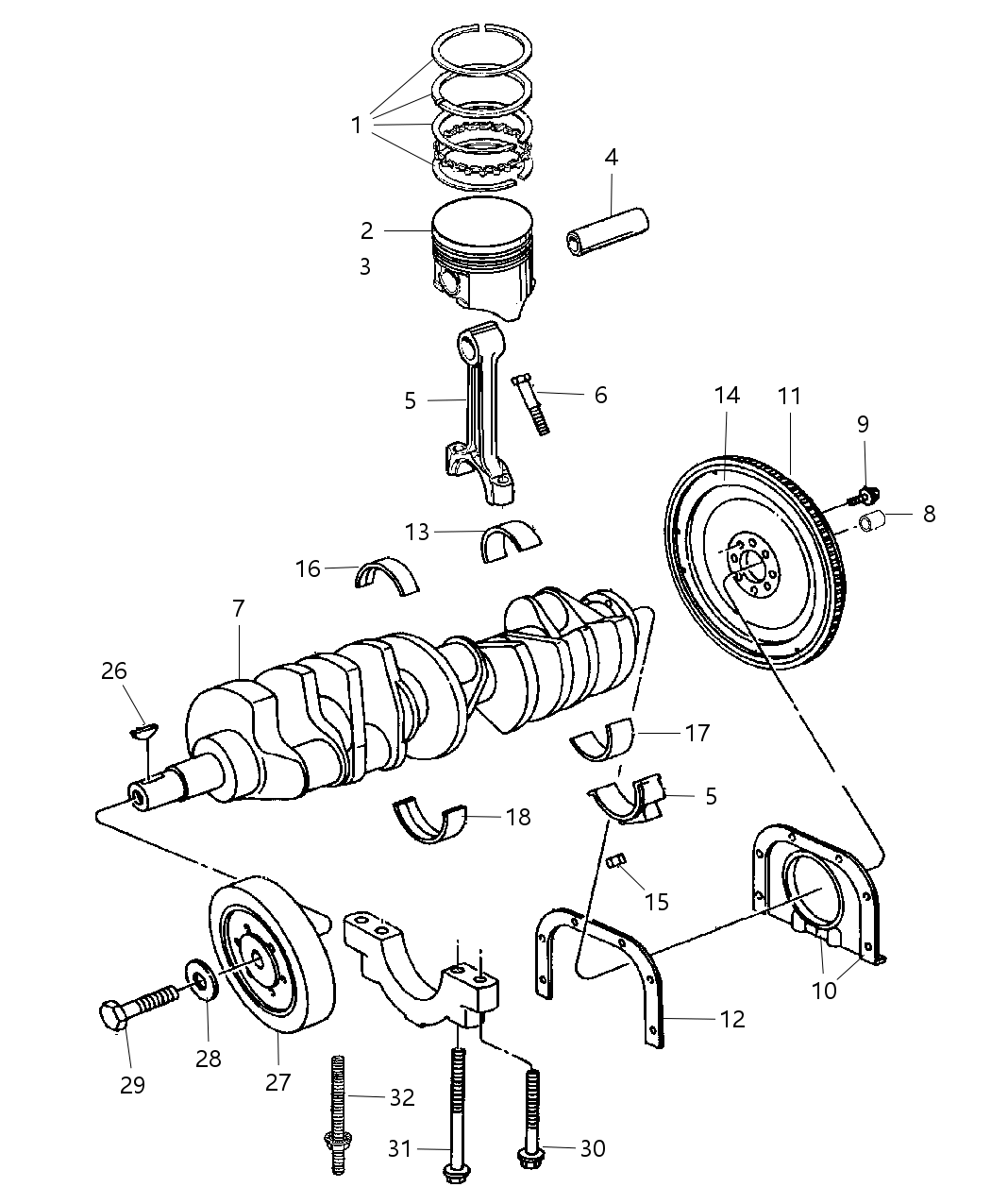 Bearing Package Crankshaft Thrust .010" U/S