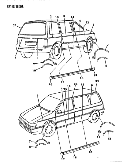 New 1991-1992 Fits Chrysler Grand Caravan, Town & Country Quarter Outside Front Right - Part # X864KM9