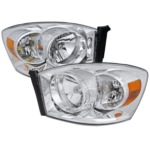 2006-2008 Dodge RAM 1500/ 2006-2009 RAM 2500 3500 Factory Style Crystal Headlights (Chrome Housing/Clear Lens) image
