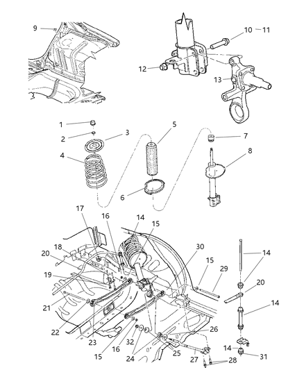 New 2002-2005 Fits Chrysler Neon Strut-Rear Suspension - Part # 5272890AB