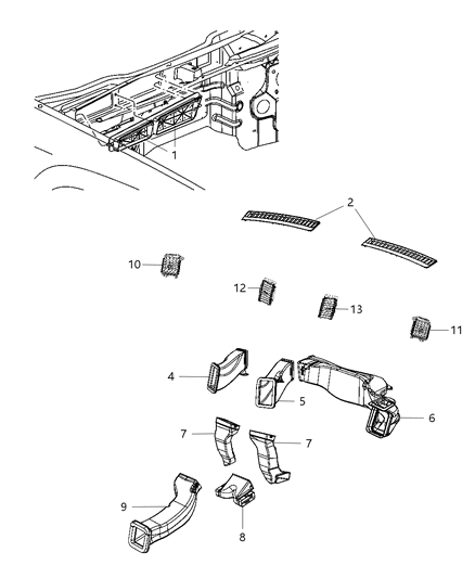 New 2008 Fits Chrysler Grand Cherokee Outlet-Air Conditioning & Heater - Part # 1EA081X9AC