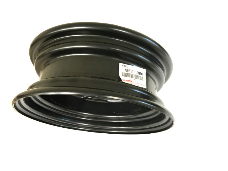 New OEM Toyota KP30,31,36..DLX,HDX,STD,XL 13X4, Black Steel Wheel, Part # 42611-12080