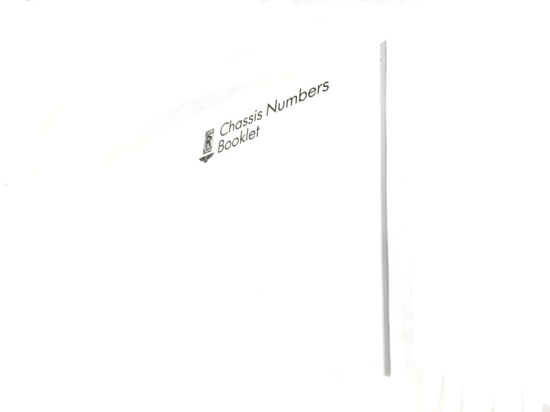 OEM 1983 Rolls Royce Chassis Numbers Booklet Manual Supplement To ‘The Flying Lady’