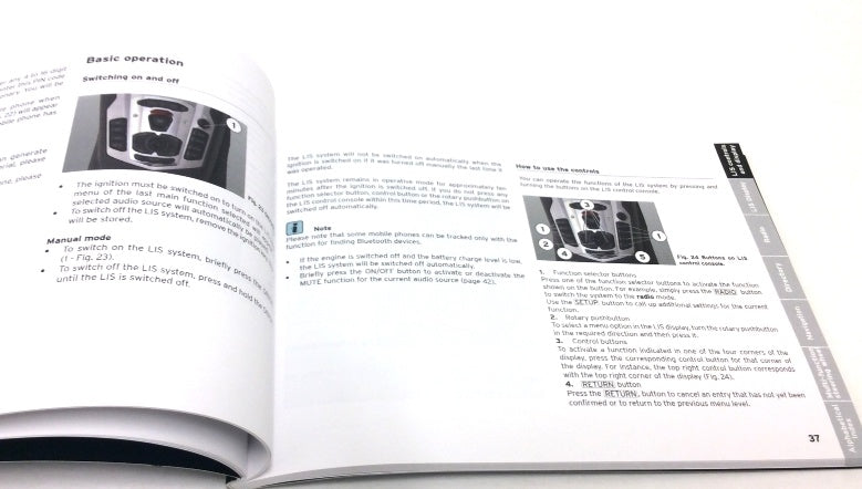 New 2012-2017 Lamborghini Aventador LP700-4 Owner’s Infotainment Operations Handbook – U.S.A. Specification