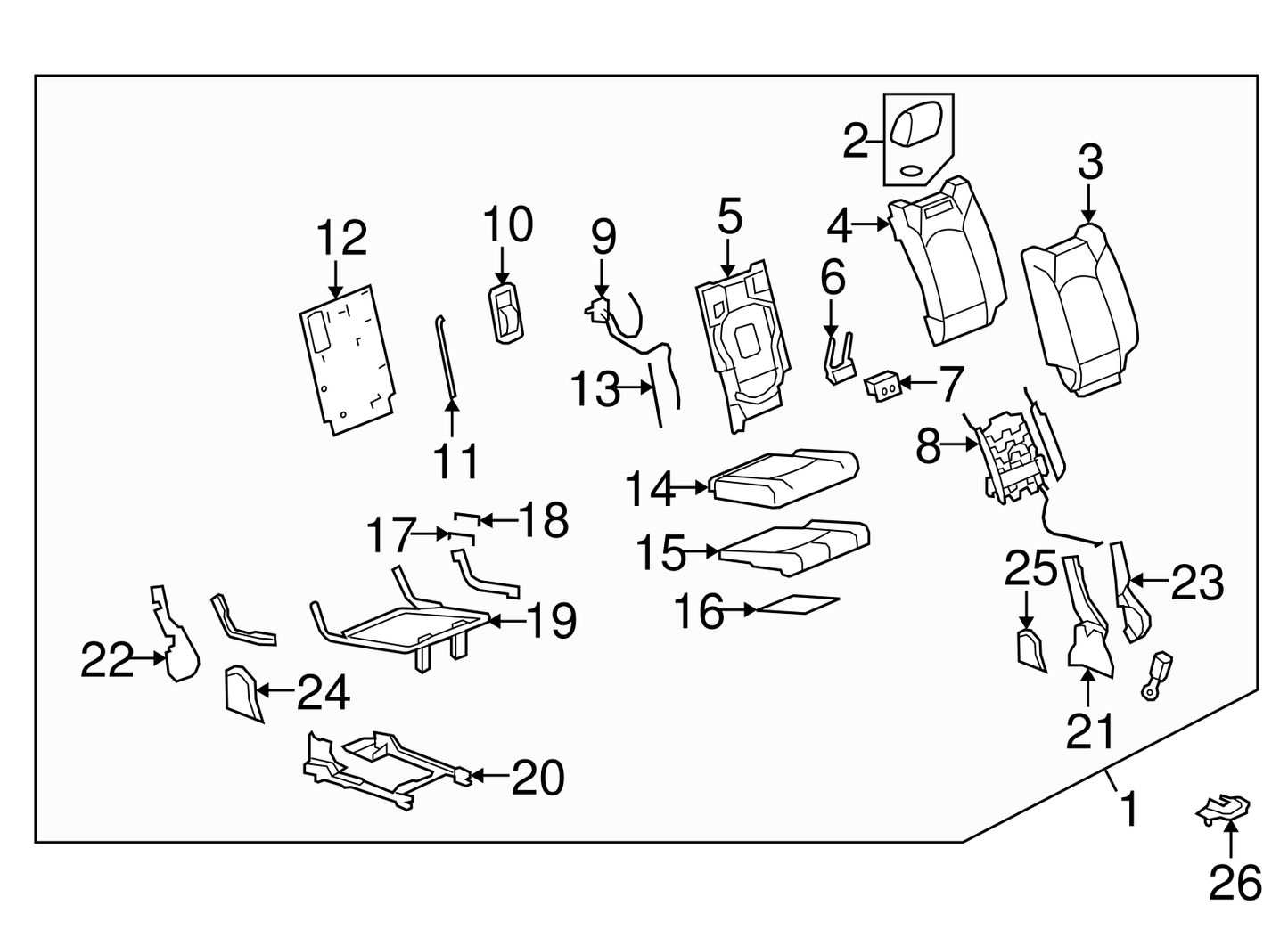 Medium Titanium Passenger Side 3rd Row Seat Back Latch Release Handle
