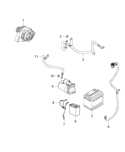 New 2018 Fits Chrysler Caliber, Compass, Patriot Battery Negative Wiring - Part # 68321540AB