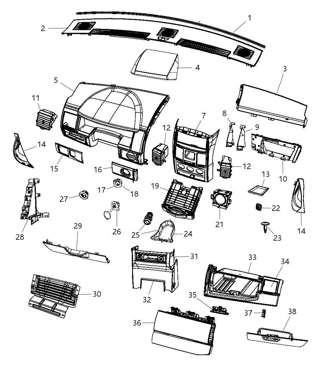 Bezel Instrument Panel Center Includes Mat