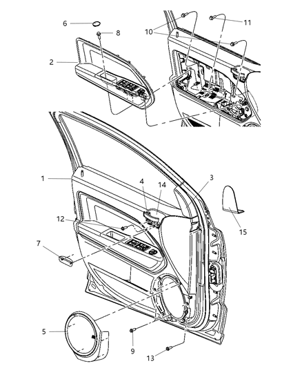 New 2009-2010 Fits Chrysler Caliber, Compass, Patriot Panel-Front Door Trim - Part # 1MB101DVAA