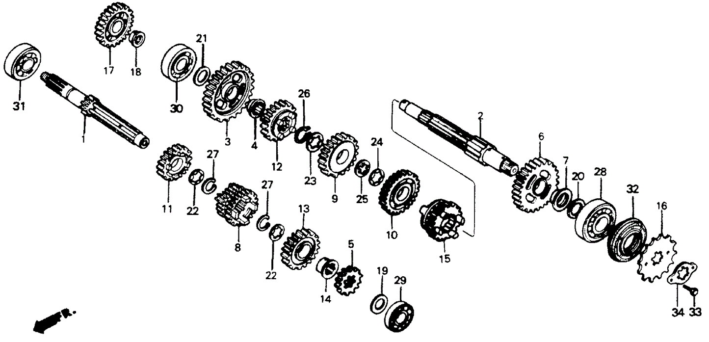 Gear, Mainshaft Third & Fourth (23T & 20T)