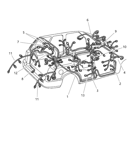 New 1998 Fits Chrysler Grand Cherokee Wiring-Unified Body - Part # 56042466AC