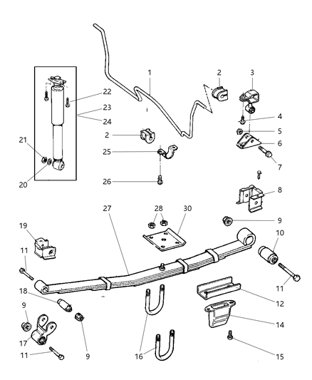 New 1991-2001 Fits Chrysler Grand Cherokee Bolt-Rear Spring - Part # 52004010