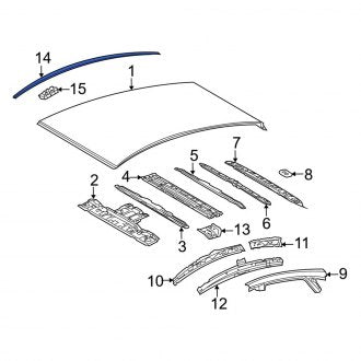 New 2010-2015 Fits Toyota Prius Right Roof Molding, Part # 75555-47041-B1