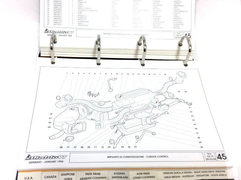Lamborghini Diablo 4WD MY 1994 Spare Parts Catalog (Black Binder) - 901325712