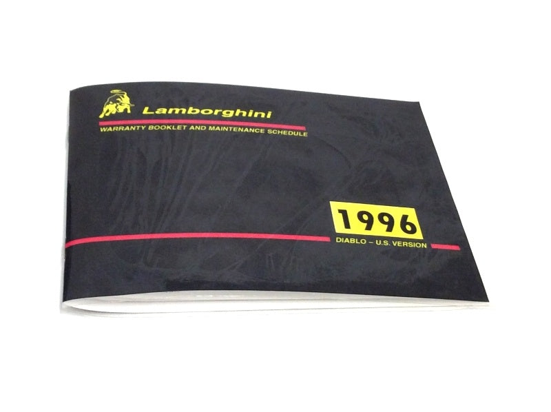 New 1996 Lamborghini Diablo U.S.A. Version Warranty Booklet Maintenance Manual – Blank / Mint Condition