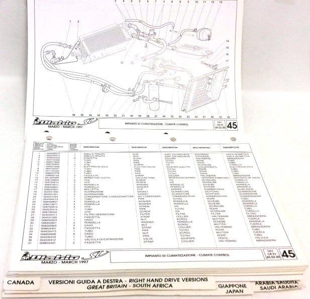 New OEM 1995 Lamborghini Diablo SV Parts & Illustrations Catalogue