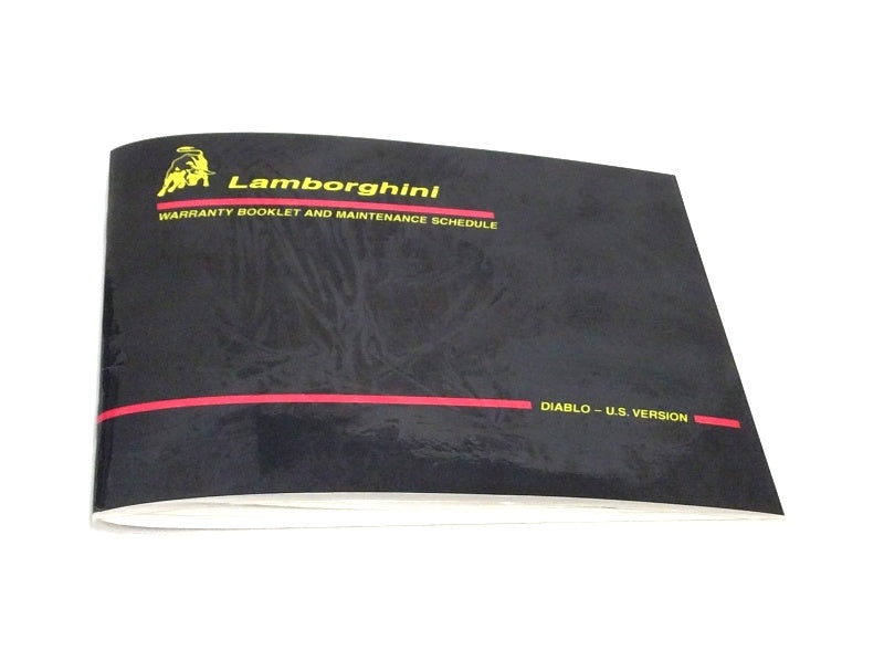New 1997 Lamborghini Diablo U.S.A. Version Warranty Booklet Maintenance Manual – Blank / Mint Condition